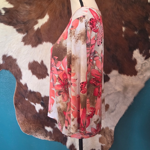 Allison Daley Pink and Brown Floral Blouse - Picture 4 of 6